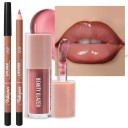 2 pcs ensemble crayon à lèvres et gloss Waterproof maquillage en teintes nude pour un look naturel des lèvres 7