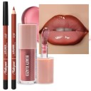 2 pcs ensemble crayon à lèvres et gloss Waterproof maquillage en teintes nude pour un look naturel des lèvres 8