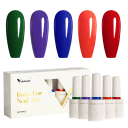 Ensemble professionnel de vernis à ongles en gel colorés 5×10 ml Système végan sans HEMA TPO Consistance douce UV LED 1
