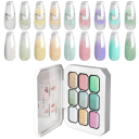 Gel de peinture dégradé pour ongles 9 couleurs pailleté UV LED kit dans une boîte DIY ombragé gravure design professionnel 1