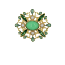 Modig grön barock brosch 4,7 x 4,7 cm / 4,7 x 4,3 cm Pärlliknande stenar Zinklegering Elegantisk accessoar för kavaj och klänningar 1