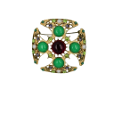 Modig grön barock brosch 4,7 x 4,7 cm / 4,7 x 4,3 cm Pärlliknande stenar Zinklegering Elegantisk accessoar för kavaj och klänningar 2