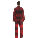 Pyjama pour hommes avec t-shirt à manches longues et pantalon à col, fermeture à boutons, en coton et polyester, pyjama à carreaux 3