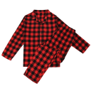 Pyjama pour hommes avec t-shirt à manches longues et pantalon à col, fermeture à boutons, en coton et polyester, pyjama à carreaux 4
