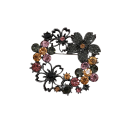 Lyxig mörk brosch Rund krans med stenar av blommor och blad Höstfärger svart vinröd guld Zinklegering 2