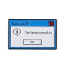Kontorsmodebrosch Motiv meddelande Windows XP Task Failed Successfully Rolig IT kontorsdesign För arbete och fritid 1