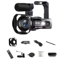 Ručná kamera 8K 48 MP 126 × 58 × 57 mm 3" dotykový LCD otočný displej 18x digitálny zoom Wi-Fi HDMI DV kamera 2