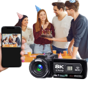 Ručná kamera 8K 48 MP 126 × 58 × 57 mm 3" dotykový LCD otočný displej 18x digitálny zoom Wi-Fi HDMI DV kamera 6