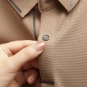 Herrpolotröja kort ärm med krage och knappar Enfärgad elegant tröja av polyester och spandex 2