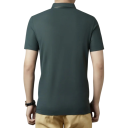 Herrpolotröja kort ärm med krage och knappar Enfärgad elegant tröja av polyester och spandex 4