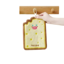 Toalla de baño 22 x 16,5 cm En forma de galleta con cara para niños Toalla con asa Ribete amarillo Paño de cocina 4