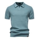 Herrpolotröja kort ärm med krage Enfärgad elegant t-shirt i polyester och viskos för vardagsbruk 1