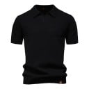 Herrpolotröja kort ärm med krage Enfärgad elegant t-shirt i polyester och viskos för vardagsbruk 6
