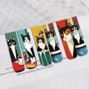 Sada 5 ks magnetická záložka do knihy 12 x 2 cm skládací tvar kočka barevný ilustrativní motiv 4