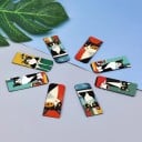 Sada 5 ks magnetická záložka do knihy 12 x 2 cm skládací tvar kočka barevný ilustrativní motiv 6