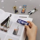 Set med 5 st magnetiska bokmärken 6 x 2 cm vikbar form katt mosaikillustrativt motiv 2