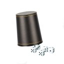 Dés de jeu 5 pcs avec gobelet 9 x 7.5 x 6 cm Aspect cuir Ensemble de dés pour soirée de jeu divertissement en famille et jeux de société 3