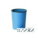 Dés de jeu 5 pcs avec gobelet 9 x 7.5 x 6 cm Aspect cuir Ensemble de dés pour soirée de jeu divertissement en famille et jeux de société 7