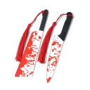 Set med 5 stycken bokmärken 15 cm med skräckmotiv av vapen med tofs, tematisk bokmärke för skräckälskare 11