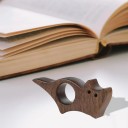 Trä ringbokmärke Katt 8 × 1,5 cm Hål 2,2 cm för tumme Ergonomiskt bokmärke för läsning med en hand 3