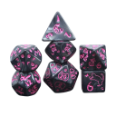 Sæt af mangefacede terninger 7 stk Sorte terninger med rosa kattemotiv RPG Dragehul bord- og selskabsspil 1