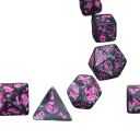 Sæt af mangefacede terninger 7 stk Sorte terninger med rosa kattemotiv RPG Dragehul bord- og selskabsspil 4