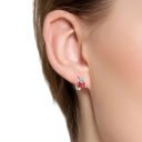 Mariquita en pendientes de plata 925 para mujeres Diseño circular para bodas, compromisos, fiestas, cumpleaños y uso diario 2