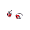 Mariquita en pendientes de plata 925 para mujeres Diseño circular para bodas, compromisos, fiestas, cumpleaños y uso diario 3