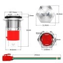 Tlačítko klaksonu 12V 20A, odolný 16MM kovový spínač s modrým LED podsvícením, kov a plast 6