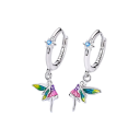 Pendientes de hadas de plata esterlina 925 para mujeres Alas de hada símbolo de magia y mundo invisible del reino de las hadas, seres de hadas 3