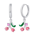 Orecchini a forma di tulipano in argento sterling 925 per donne Gioielli floreali simbolo di amore, eleganza e perfezione motivo primaverile fresco 1