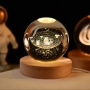 LED ljuskula 6 cm med träfot motiv solsystemet strömförsörjning via kabel dekoration för barnrum 1