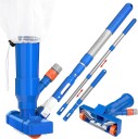 Underwater Pool Vacuum Cleaner with Brush 3-Piece Telescopic Pole Universal Handle Manual Vacuum for Cleaning Pool Floor and Walls 3
