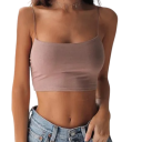 Damsk crop top Tunna axelband Rund hals Enkel färg kort topp av polyester och bomull Bekväm sommarmodell 7