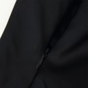 Damskt linne med V-ringning Tunna axelband Spetsdetaljer Enfärgat svart linne i polyester för elegant bärande 4