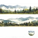 Bandă decorativă impermeabilă 4 x 4,5 x 200 cm Motiv munți și păduri peisaj DIY ornament pentru cană caiet jurnal decorare creativă 7