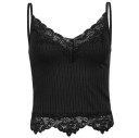 Damskt linne enfärgat Spetsad V-ringning Tunn axelremmar Lätt polyester elegant sommartopp 5