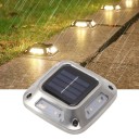 Solärt mark- och väggmonterat LED-ljus IP65 9,3 x 9,3 x 2,5 cm Vit kropp Trädgårdsljus för vägg och mark Varm vit 4