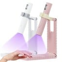 Lampe UV portable pour ongles en gel et acrylique 10 x 2 x 1,7 cm Lampe manuelle rechargeable avec socle USB-C 20 s / 60 s minuterie LED 2