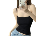 Dámske tielko Crop top Univerzálna veľkosť Jednofarebné Tenké ramienka Výstrih do O Materiál polyester spandex 3