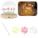Nattelys kuppel med tulipaner DIY 9 blomster med træbund Samlbar gave til blomsterelskere Indretning 2