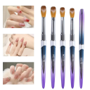 Set med 4 kosmetiska penslar 14 cm Penslar för naglar akryl gel och puder Penslar med lock hår 5–7 x 16–24 mm Professionell nail art 3