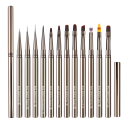 Ensemble de 12 pinceaux pour ongles Poignée en métal Plusieurs tailles Fibres en nylon Tube en cuivre robuste Dessin de nail art Ensemble cosmétique 3