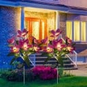 Solární LED lampa s květinami z hedvábného materiálu, sluneční energie, ideální pro zahradu a dvůr 7