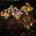 Solární LED lampa s květinami z hedvábného materiálu, sluneční energie, ideální pro zahradu a dvůr 13