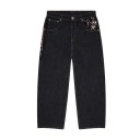 Herrjeans svarta med tryck av ett blommande träd över bakfickan, med fickor, låg midja, lös passform, denim 2