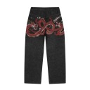 Herrjeans svarta med draktryck på bakfickorna, låg midja, lösa, med fickor, denim 1