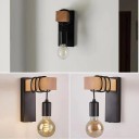 Retro trä LED vägglampa E27, 220V/110V, industriell belysning för sovrum, badrum och restauranger 5