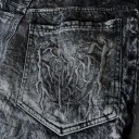 Herrjeans svarta med spindeltryck, lösa, med fickor, låg midja, denim 6