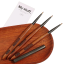 Trekantig nagelborste med lock Trähandtag Professionell kosmetisk borste för 3D-målningar teckningar DIY manikyr nagelkonst 3